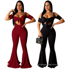 High quality fashionable hollow out bodycon sexy black 2 piece set for woman
